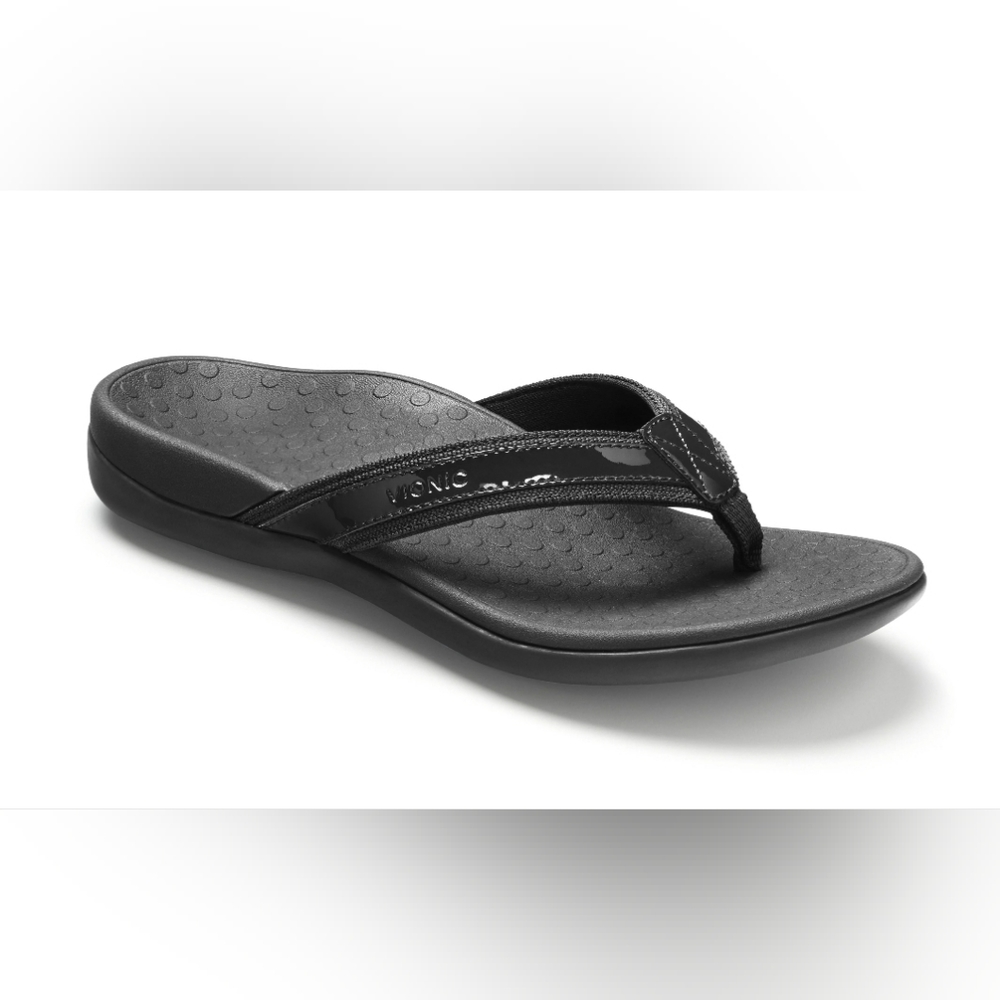 Vionic Black Women's  Patent Leather Tide Sandals NO SIZE TAG Size 10